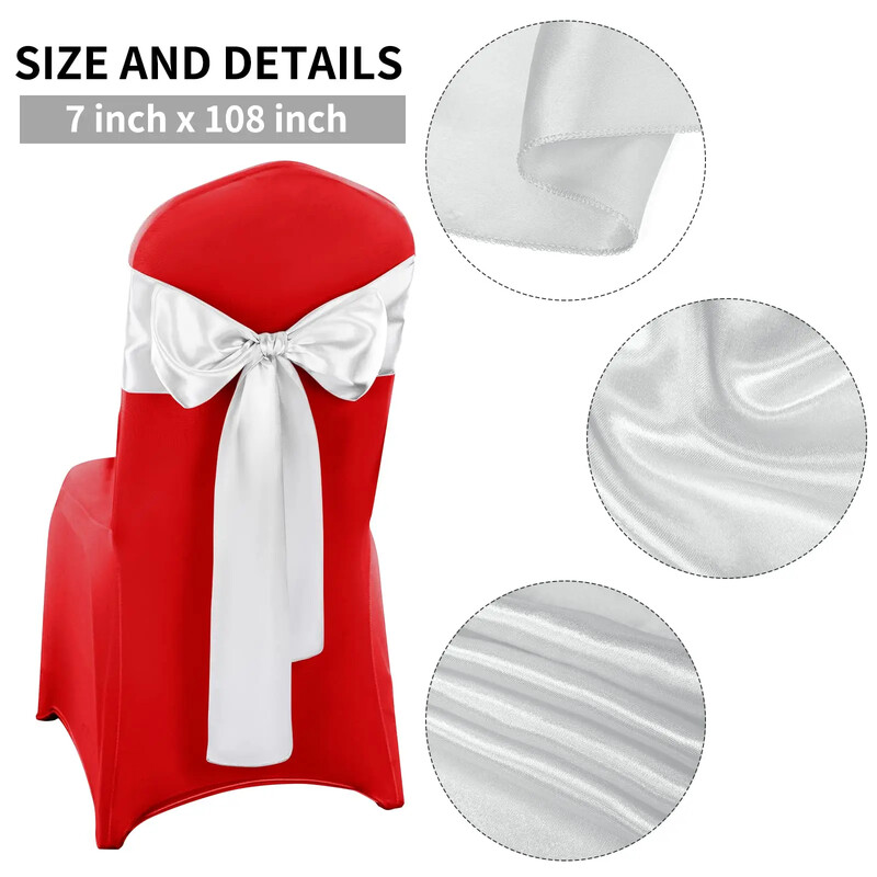 Comerț cu ridicata 10 bucăți de scaun din satin cu arc decorativ pentru scaun, proiectat pentru recepție de nuntă, petrecere, hotel, decorare a casei, consumabile pentru banchet