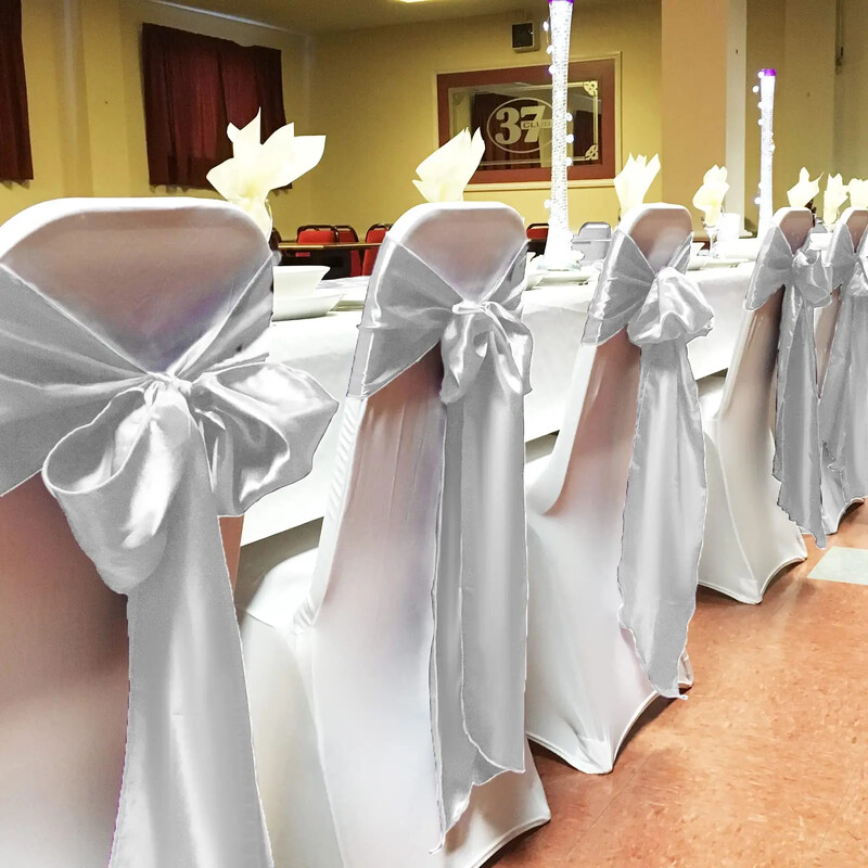 Comerț cu ridicata 10 bucăți de scaun din satin cu arc decorativ pentru scaun, proiectat pentru recepție de nuntă, petrecere, hotel, decorare a casei, consumabile pentru banchet