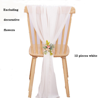 12 bucăți pentru scaune din șifon roz, 17x275 cm, huse pentru scaune de nuntă, panglici pentru petrecere de nuntă, ziua de naștere, ceremonie, decorare pentru culoar