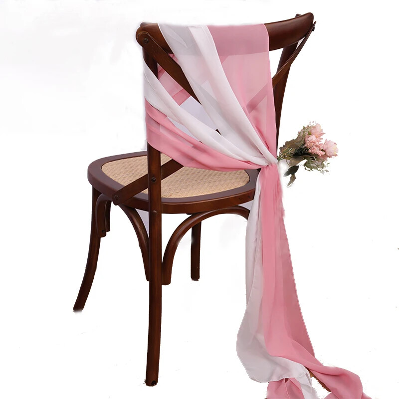 12 bucăți pentru scaune din șifon roz, 17x275 cm, huse pentru scaune de nuntă, panglici pentru petrecere de nuntă, ziua de naștere, ceremonie, decorare pentru culoar