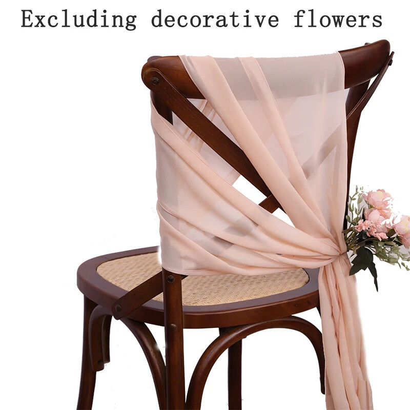 12 bucăți pentru scaune din șifon roz, 17x275 cm, huse pentru scaune de nuntă, panglici pentru petrecere de nuntă, ziua de naștere, ceremonie, decorare pentru culoar