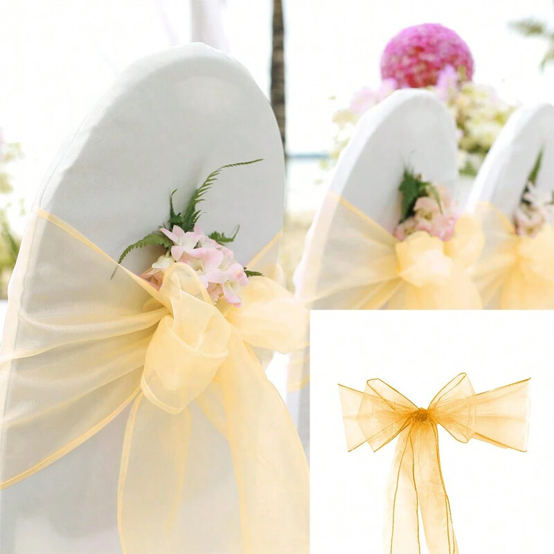 10 vnt organza kėdžių varčios mazgų juostos kėdžių lankeliai vestuvių vakarėliui banketui renginiui šalies vestuvių kėdės dekoravimui