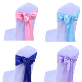10 buc/lot cerceve pentru scaun din satin cu fundă pentru scaun de nuntă cu nod panglică cravate pentru petrecere, eveniment, hotel, banchet, decorațiuni pentru scaune de zi de naștere
