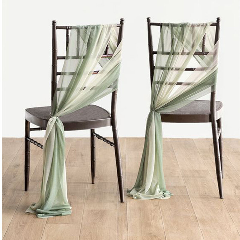 10 bucăți 17x250 cm caneluri pentru scaune de nuntă cu setare verde salvie șifon tifon pur vintage pentru petrecerea de aniversare festival pentru decorarea culoarului de naștere