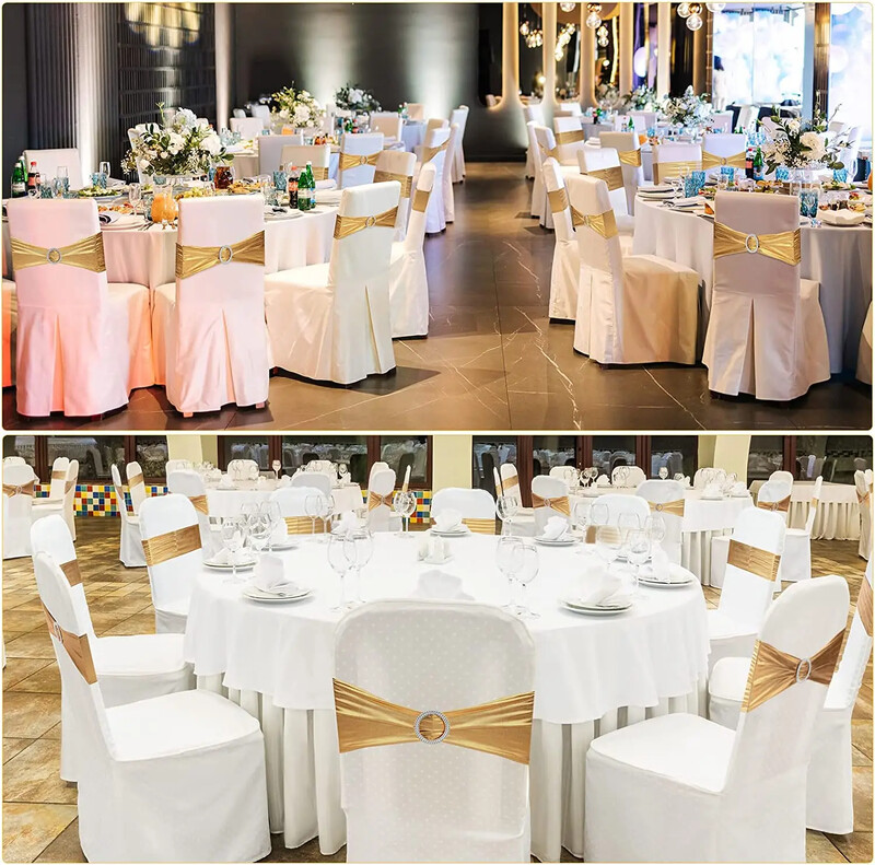 20 darabos spandex székszárnyak csattal, fémarany sztreccs székhuzat esküvői szállodai bankett rendezvényekre székdíszek