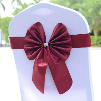 10 τεμ./παρτίδα PU Sash Elastic παπιγιόν Έτοιμο Made Chair Sashes Band For Wedding Party Διακοσμήσεις εκδηλώσεων για δεξιώσεις ξενοδοχείου