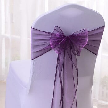 25 τμχ/παρτίδα Organza Chair Sashes Διακόσμηση καρέκλας γάμου Κορδέλες Δεσμοί Φιόγκος για εξώφυλλο Συμπόσιο Γαμήλιο πάρτι