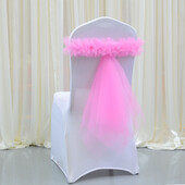 Roz/Lac Albastru/Auriu 1buc Hotel Nunta Banchet Coadă Scaun Spatar Decorat Scaun Spatar Tifon Panglică Organza Cureaua Elastică