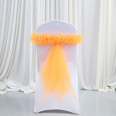 Roz/Lac Albastru/Auriu 1buc Hotel Nunta Banchet Coadă Scaun Spatar Decorat Scaun Spatar Tifon Panglică Organza Cureaua Elastică