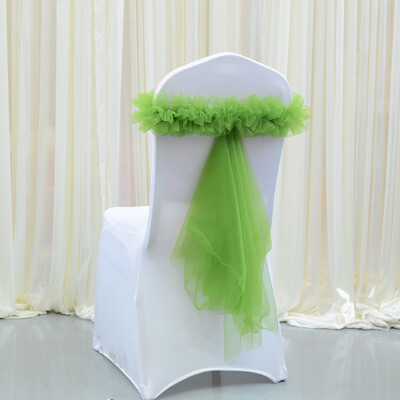 Roz/Lac Albastru/Auriu 1buc Hotel Nunta Banchet Coadă Scaun Spatar Decorat Scaun Spatar Tifon Panglică Organza Cureaua Elastică