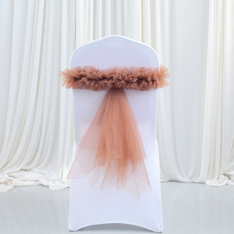Roz/Lac Albastru/Auriu 1buc Hotel Nunta Banchet Coadă Scaun Spatar Decorat Scaun Spatar Tifon Panglică Organza Cureaua Elastică