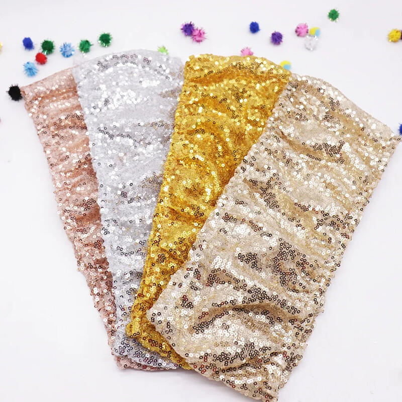 10db Rose Gold Silver Spandex flitteres szék pántok Elasztikus esküvői csillogó szék csokornyakkendők Hotel rendezvény party dekoráció