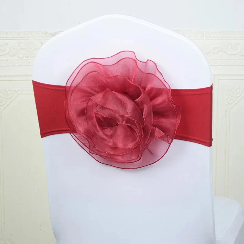 Vysokokvalitné 1ks veľké kvetinové bezpečnostné pásy s mašľou pre hotelové bankety, svadobné oslavy, dekorácie stoličiek, kravaty, saténový uzol, zadná stuha