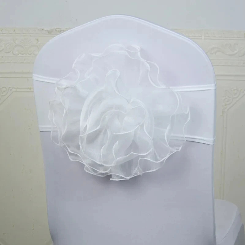 Vysokokvalitné 1ks veľké kvetinové bezpečnostné pásy s mašľou pre hotelové bankety, svadobné oslavy, dekorácie stoličiek, kravaty, saténový uzol, zadná stuha