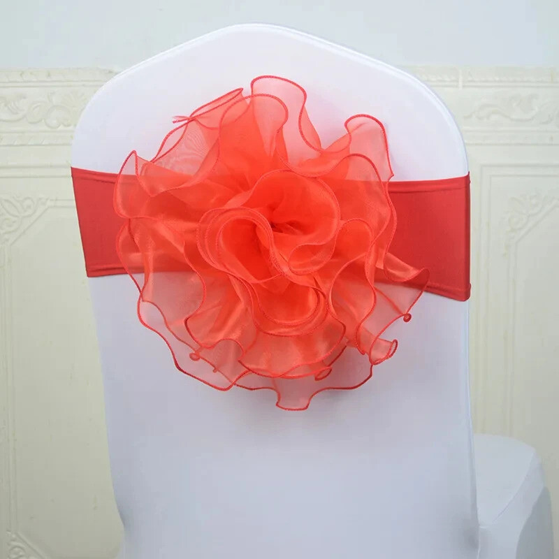 Vysokokvalitné 1ks veľké kvetinové bezpečnostné pásy s mašľou pre hotelové bankety, svadobné oslavy, dekorácie stoličiek, kravaty, saténový uzol, zadná stuha