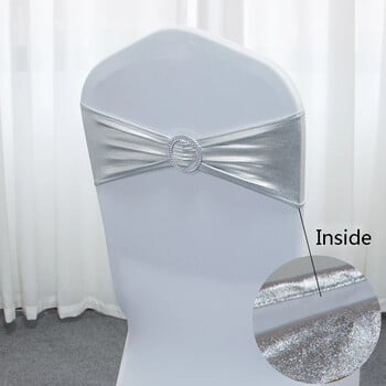 10 τμχ Μεταλλικό Spandex Chair Sashes Bands Stretch Chair Ties Φιόγκοι για Διακόσμηση καρέκλας εκδηλώσεων σε δεξίωση γάμου