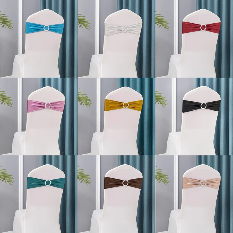 10 bucăți spandex metalic pentru scaune benzi elastice cravate pentru scaune fundite pentru nuntă, banchet, petrecere, eveniment, decorare scaun