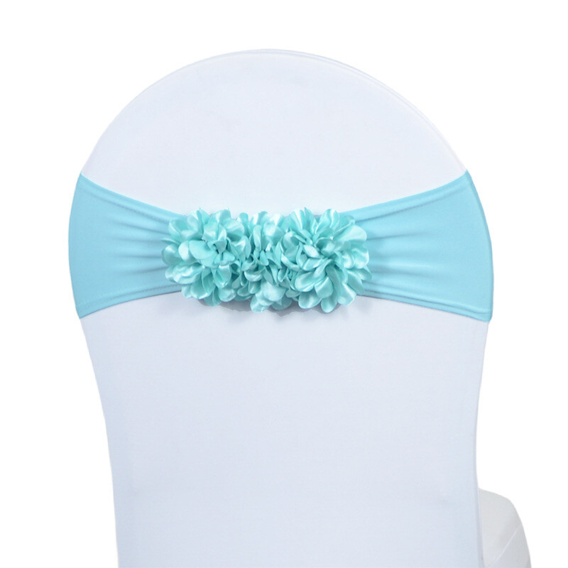 2024 Hot Saling 10db Virágszalag Szatén Szék íjparti rendezvény Hotelbankett Lakberendezés esküvői szék csomó rózsaszín/királykék