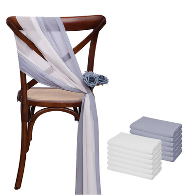 12 db 17x275cm zöld sifon székszárnyak esküvői székhuzatok szalag esküvői parti folyosó szék dekor