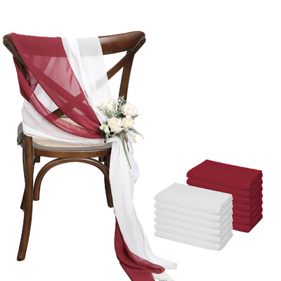 12 db 17x275cm zöld sifon székszárnyak esküvői székhuzatok szalag esküvői parti folyosó szék dekor