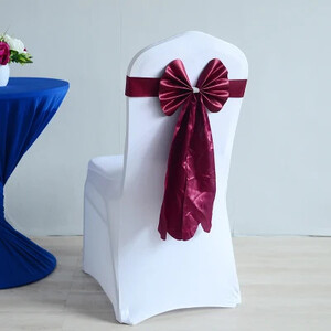 1db nagykereskedelmi PU szék szárny hosszú farkú pillangó csokornyakkendő kész szalag spandex szalag 12 színű esküvői szék csomók dekoráció