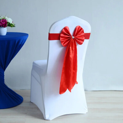 1db nagykereskedelmi PU szék szárny hosszú farkú pillangó csokornyakkendő kész szalag spandex szalag 12 színű esküvői szék csomók dekoráció