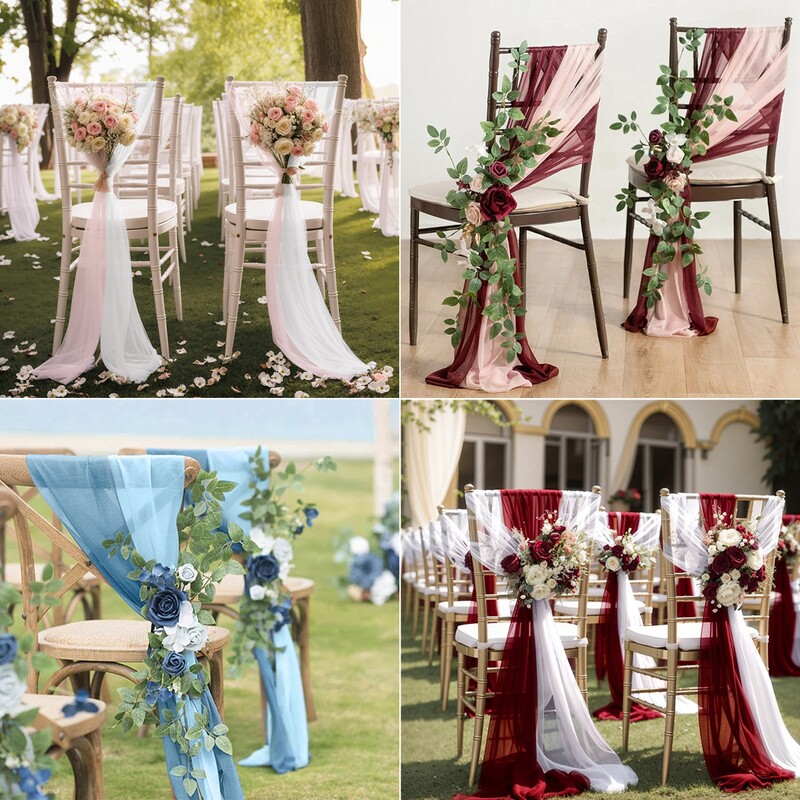 2 bucăți 20x240 cm șifon canape pentru scaun de nuntă decorațiuni pentru nuntă pentru acasă banchet eveniment petrecere baby shower