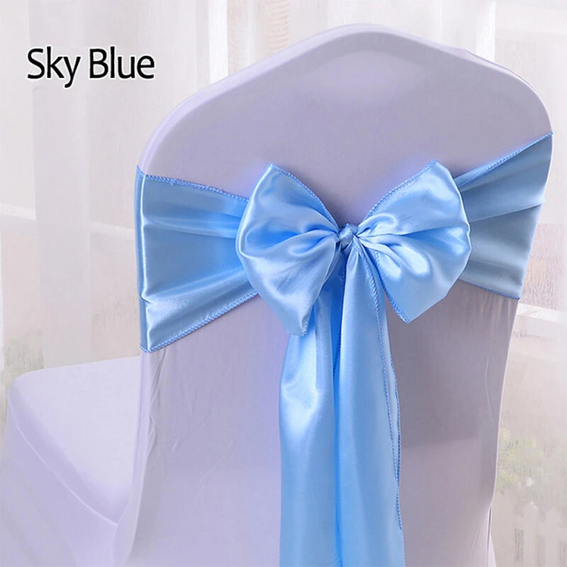25 bucăți / lot scaune din satin de mătase, curele, fundițe, panglici, folosite pentru banchet, nuntă, decorațiuni pentru petreceri en-gros