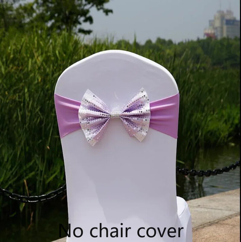 Husă pentru scaun de nuntă pentru hotel, cu flori decorative, cu fundă, curea pentru spate, husă pentru scaun, husă pentru spate, paiete duble, 10 buc.