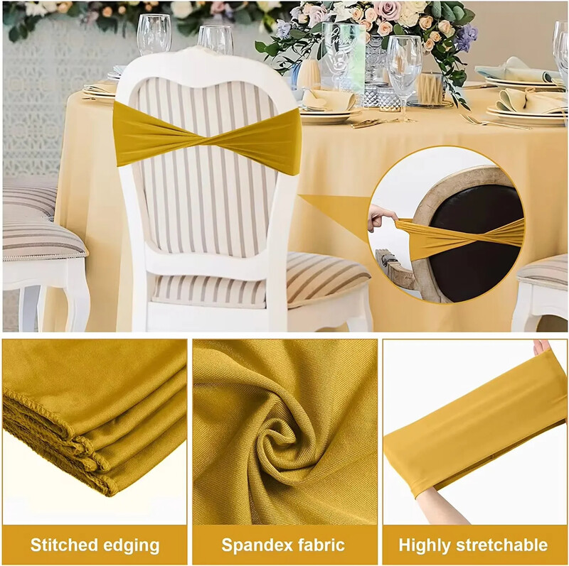 20 buc./set spandex funde elastice pentru scaune fundite, benzi elastice pentru husa scaunului legături fără cataramă pentru evenimente de banchet de recepție de nuntă