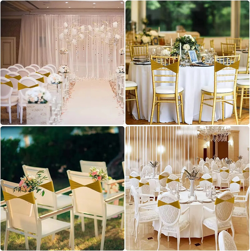 20 buc./set spandex funde elastice pentru scaune fundite, benzi elastice pentru husa scaunului legături fără cataramă pentru evenimente de banchet de recepție de nuntă