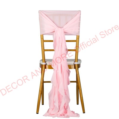 1Gb Dekorācijas āra ballītēm Kāzu Šifona krēsla vērtnes Chiavari krēslam Balts Rozā zils Sarkans Krēsla vāciņš Sabozāts krēsla pārsegs