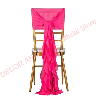 1Gb Dekorācijas āra ballītēm Kāzu Šifona krēsla vērtnes Chiavari krēslam Balts Rozā zils Sarkans Krēsla vāciņš Sabozāts krēsla pārsegs