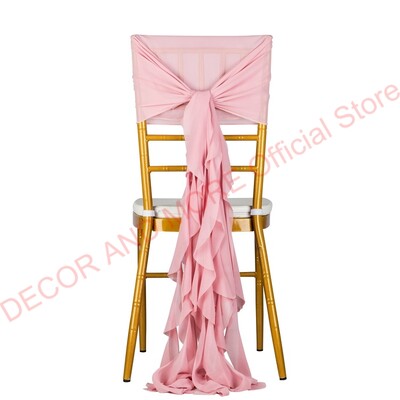 1Gb Dekorācijas āra ballītēm Kāzu Šifona krēsla vērtnes Chiavari krēslam Balts Rozā zils Sarkans Krēsla vāciņš Sabozāts krēsla pārsegs