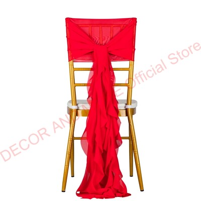 1Gb Dekorācijas āra ballītēm Kāzu Šifona krēsla vērtnes Chiavari krēslam Balts Rozā zils Sarkans Krēsla vāciņš Sabozāts krēsla pārsegs