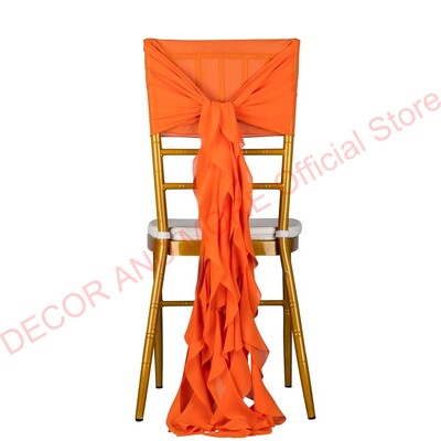 1Gb Dekorācijas āra ballītēm Kāzu Šifona krēsla vērtnes Chiavari krēslam Balts Rozā zils Sarkans Krēsla vāciņš Sabozāts krēsla pārsegs