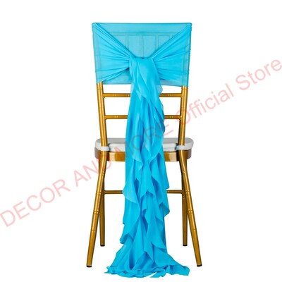 1Gb Dekorācijas āra ballītēm Kāzu Šifona krēsla vērtnes Chiavari krēslam Balts Rozā zils Sarkans Krēsla vāciņš Sabozāts krēsla pārsegs