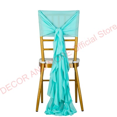 1Gb Dekorācijas āra ballītēm Kāzu Šifona krēsla vērtnes Chiavari krēslam Balts Rozā zils Sarkans Krēsla vāciņš Sabozāts krēsla pārsegs