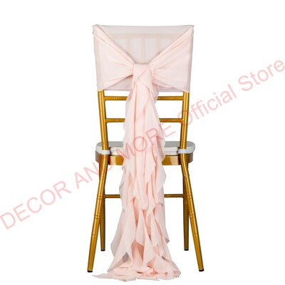 1Gb Dekorācijas āra ballītēm Kāzu Šifona krēsla vērtnes Chiavari krēslam Balts Rozā zils Sarkans Krēsla vāciņš Sabozāts krēsla pārsegs