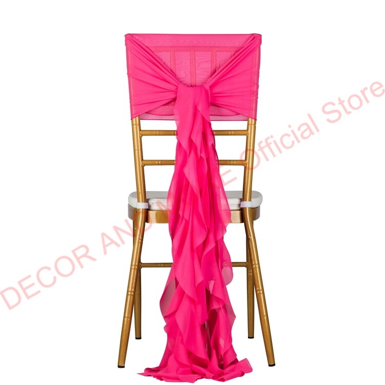 1Gb Dekorācijas āra ballītēm Kāzu Šifona krēsla vērtnes Chiavari krēslam Balts Rozā zils Sarkans Krēsla vāciņš Sabozāts krēsla pārsegs