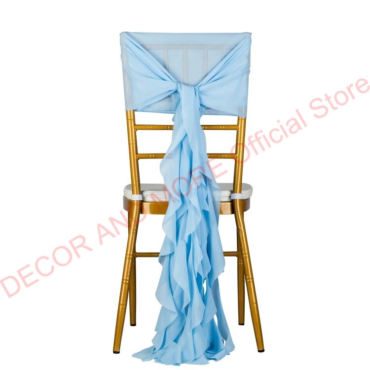 1Gb Dekorācijas āra ballītēm Kāzu Šifona krēsla vērtnes Chiavari krēslam Balts Rozā zils Sarkans Krēsla vāciņš Sabozāts krēsla pārsegs