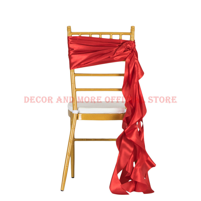 1Gb Decor Taffeta Krēslu vērtnes Zili Sarkans Balts Zelts Krēslu lentes Āra viesnīcu ballītes Kāzu krēslu saites Chiavari krēslu pārvalkiem