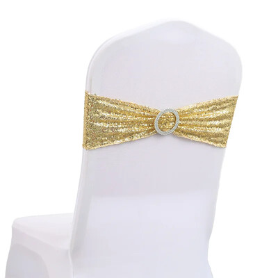 20 vnt. elastingi blizgučiai kėdžių varčios Sparkly Gold varčios, skirtos banketų vestuvių vakarėliui namuose Lauko kėdės apdangalo varčios papuošimai