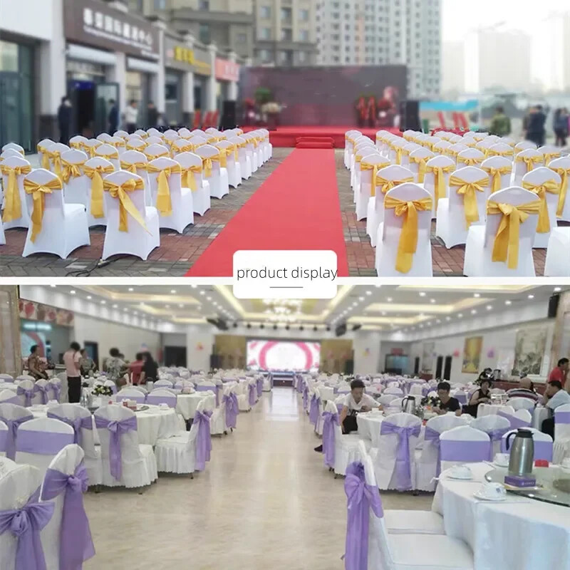 6 bucăți canape de scaun din satin, funde de scaun cu noduri universale de panglică pentru ceremonie de recepție de nuntă, banchet de Crăciun, decor pentru masă