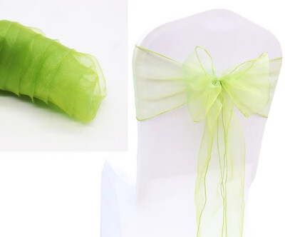 10 bucăți/lot organza caneluri pentru scaune benzi cu noduri funde pentru scaun pentru nuntă, petrecere, banchet, eveniment, decorare scaun de nuntă în țară