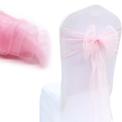 10 bucăți/lot organza caneluri pentru scaune benzi cu noduri funde pentru scaun pentru nuntă, petrecere, banchet, eveniment, decorare scaun de nuntă în țară