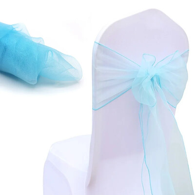 10 bucăți/lot organza caneluri pentru scaune benzi cu noduri funde pentru scaun pentru nuntă, petrecere, banchet, eveniment, decorare scaun de nuntă în țară