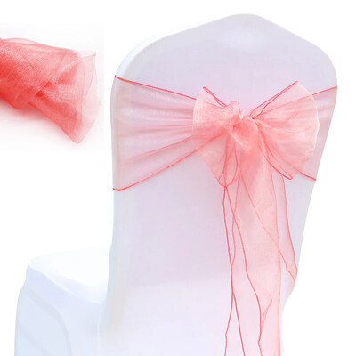 10 bucăți/lot organza caneluri pentru scaune benzi cu noduri funde pentru scaun pentru nuntă, petrecere, banchet, eveniment, decorare scaun de nuntă în țară