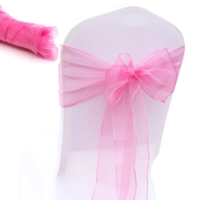 10 bucăți/lot organza caneluri pentru scaune benzi cu noduri funde pentru scaun pentru nuntă, petrecere, banchet, eveniment, decorare scaun de nuntă în țară