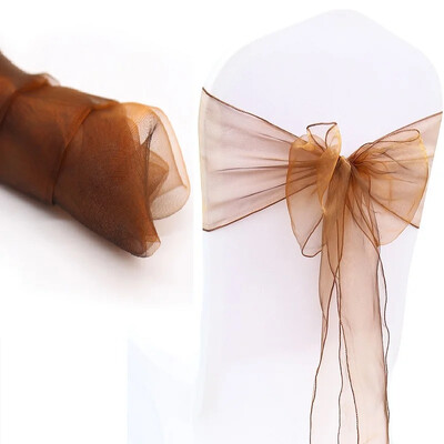 10 bucăți/lot organza caneluri pentru scaune benzi cu noduri funde pentru scaun pentru nuntă, petrecere, banchet, eveniment, decorare scaun de nuntă în țară